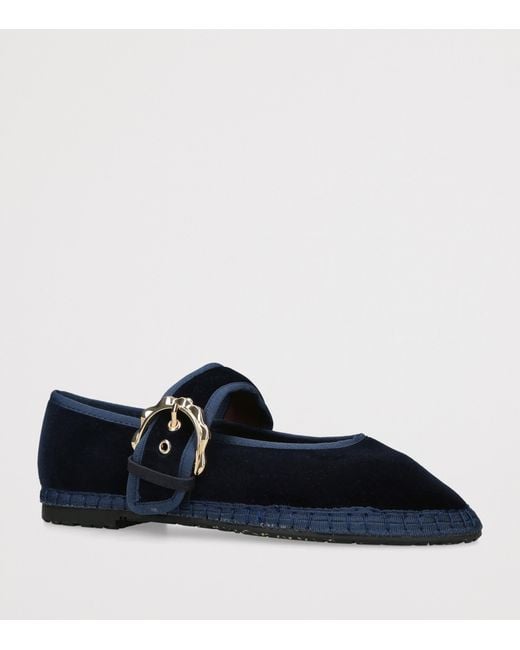 Flabelus Blue Velvet Sophie Mary Janes