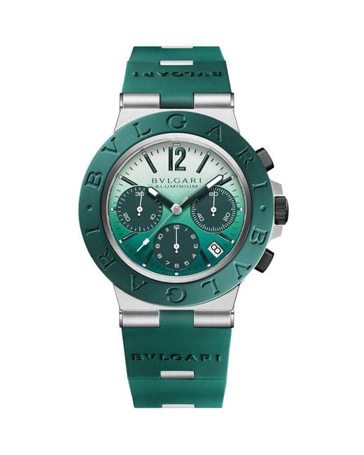BVLGARI Green Aluminium Smeraldo Chronograph Watch 40mm for men