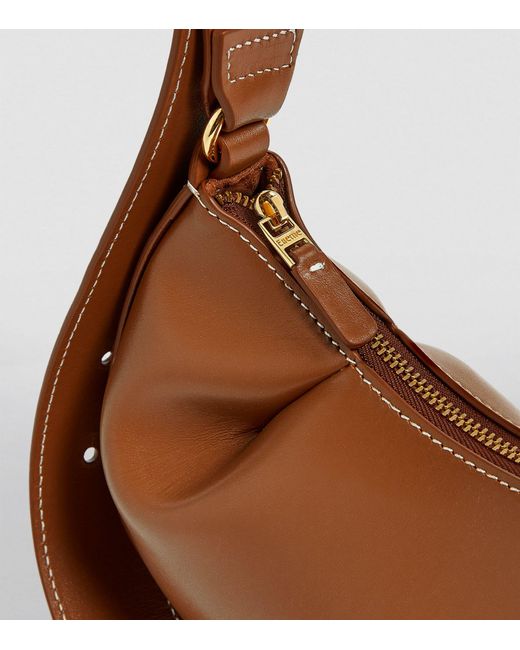 Elleme Brown Leather Dimple Moon Shoulder Bag