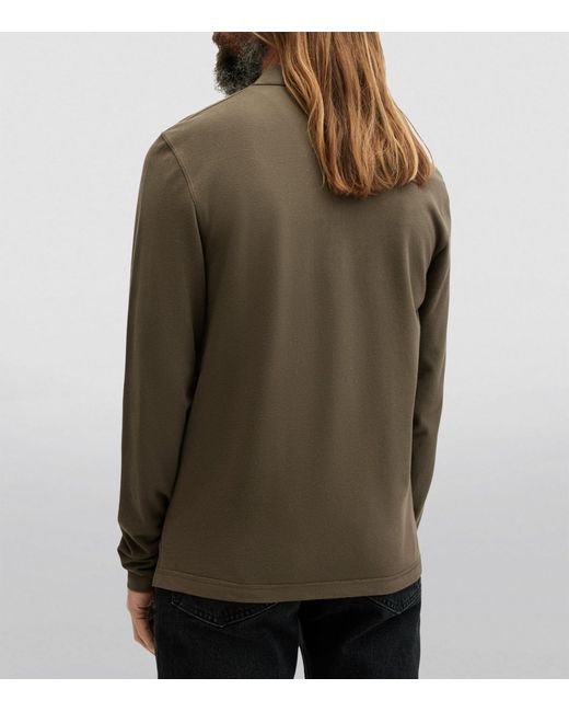 AllSaints Green Cotton Reform Long-sleeve Polo Shirt for men