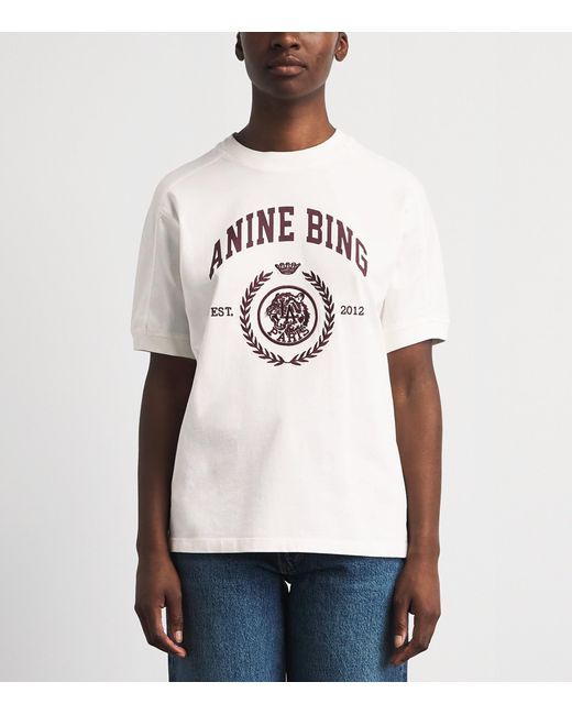 Anine Bing White Cotton Collegiate Jaylin T-Shirt