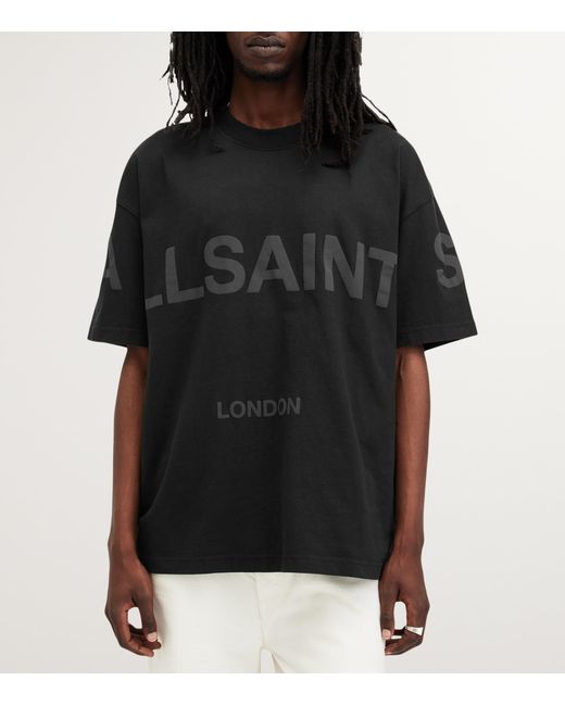 AllSaints Black Cotton Biggy Logo T-Shirt for men