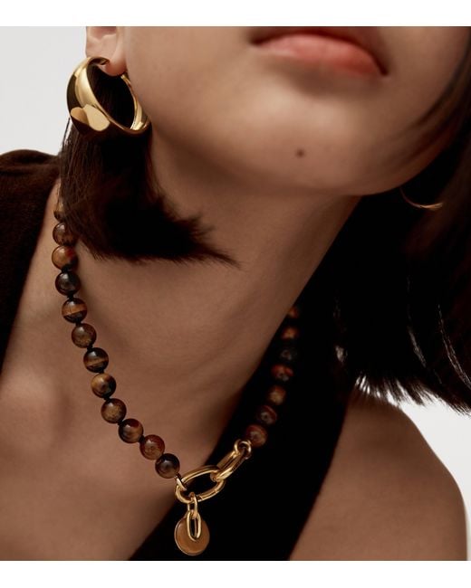 Monica Vinader Metallic Vermeil And Tiger's Eye Kate Young Bead Necklace