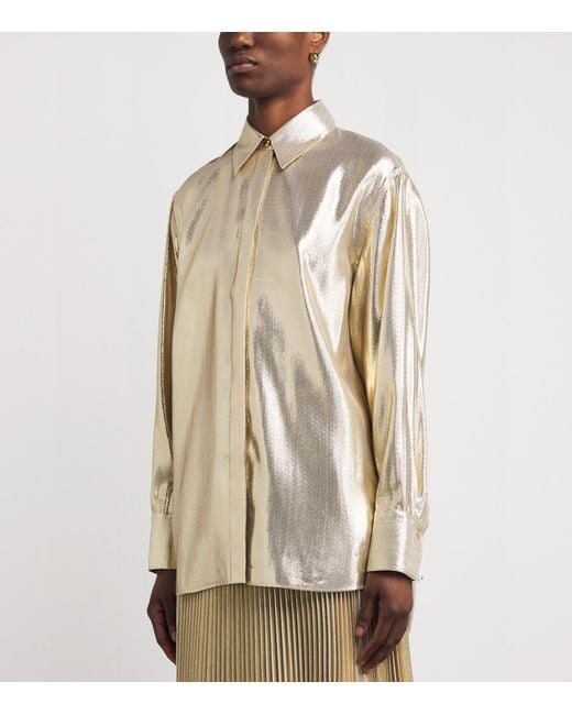 Joseph Natural Silk-Blend Lamé Capri Blouse