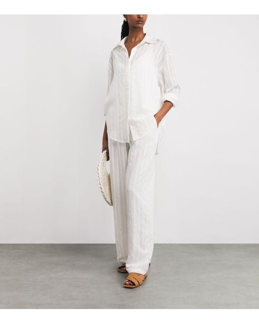 Melissa Odabash White Cotton Diamanté Ziggy Shirt