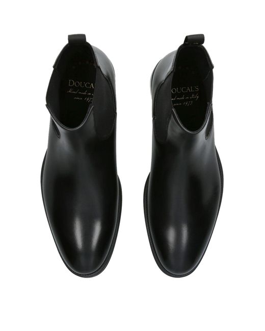 Doucal's Black Leather Flex Chelsea Boots for men