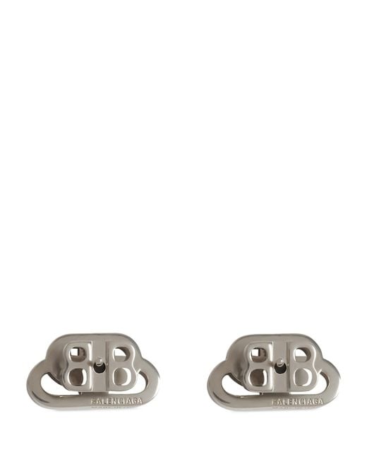 Balenciaga White Xs Embellished Bb Stud Earrings