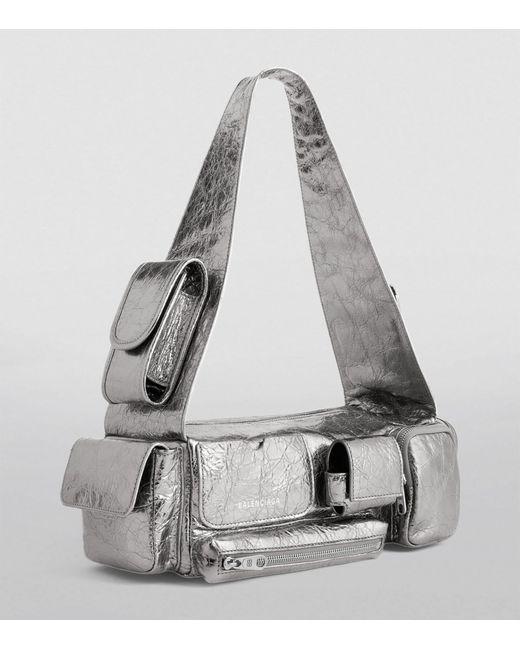 Balenciaga Metallic Leather Superbusy Shoulder Bag