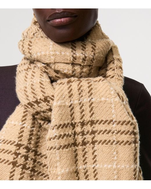 Burberry Natural Cashmere-Wool-Silk Sequin Check Scarf