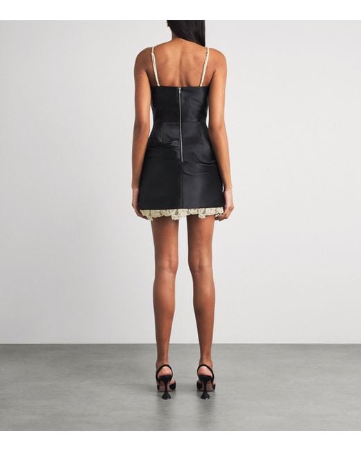 De La Vali Black Lace-Trim Kasai Mini Dress