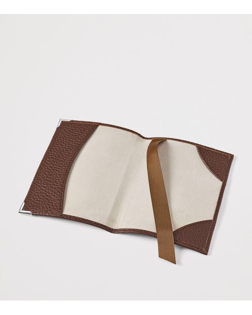 Aspinal Brown Leather Passport Cover for men