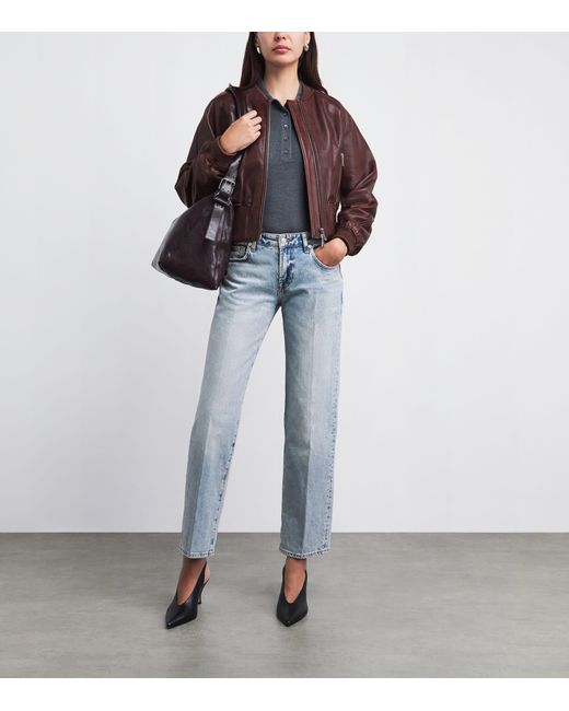 7 For All Mankind Blue Calie Mid-Rise Straight Jeans