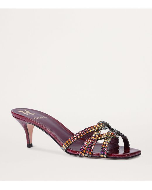 Gina Purple Leather Twyla Heeled Mules 50