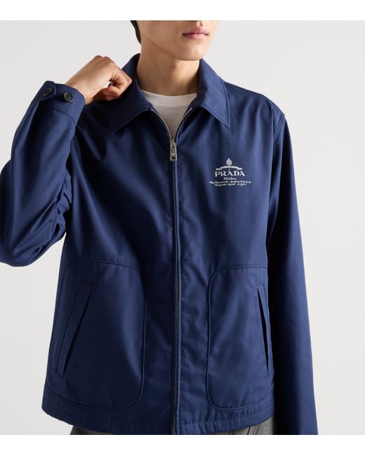 Prada Blue Technical Cotton Zip-Up Blouson Jacket for men