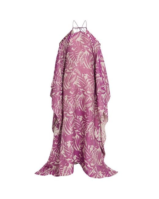 ‎Taller Marmo Pink Woven Tropical Print Kaftan Dress