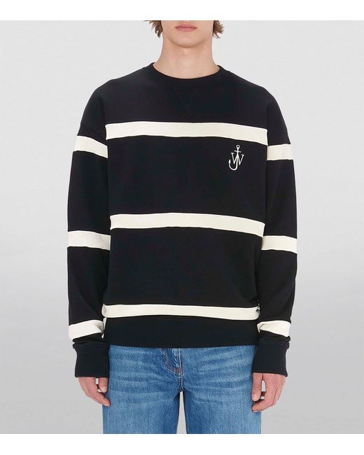 J.W. Anderson Black Cotton Striped Sweatshirt for men