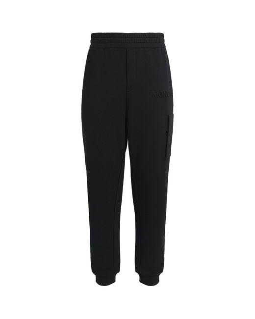 Moncler Black Cotton Logo Sweatpants for men