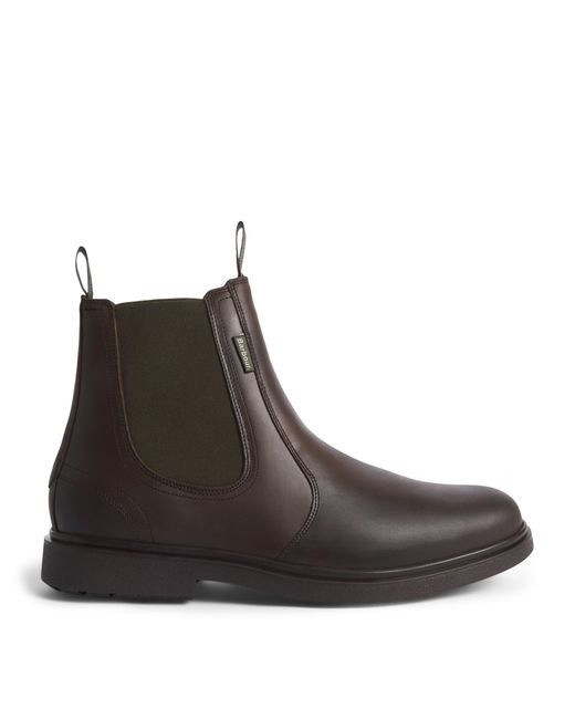 Barbour Brown Leather Hale Chelsea Boots for men