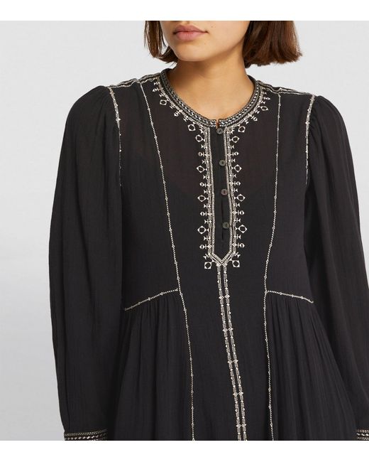 Isabel Marant Black Embroidered Pippa Midi Dress