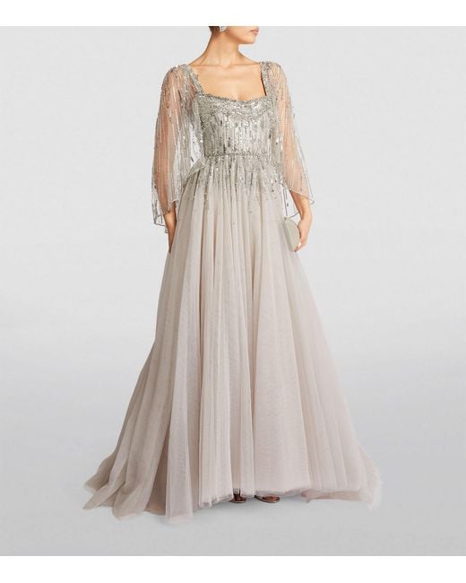 Jenny Packham Gray Embellished Bunny Blooms Gown