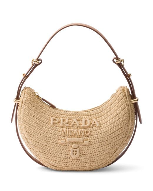 Prada Natural Woven Arqué Shoulder Bag