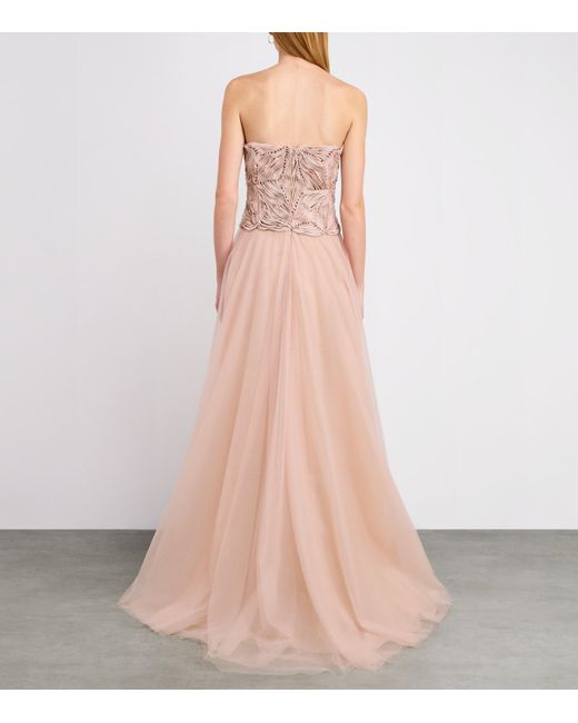 Costarellos Pink Georgette Vietta Gown