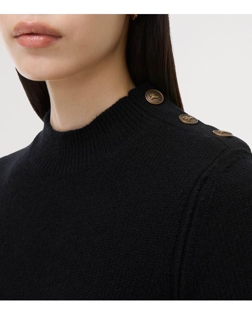 Burberry Black Cashmere-Blend Rib-Knit Midi Dress
