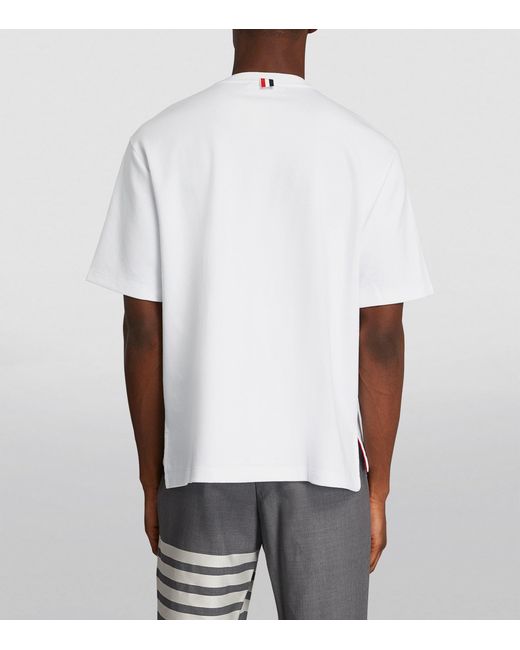 Thom Browne White Oversized Tricolour Pocket T-Shirt for men