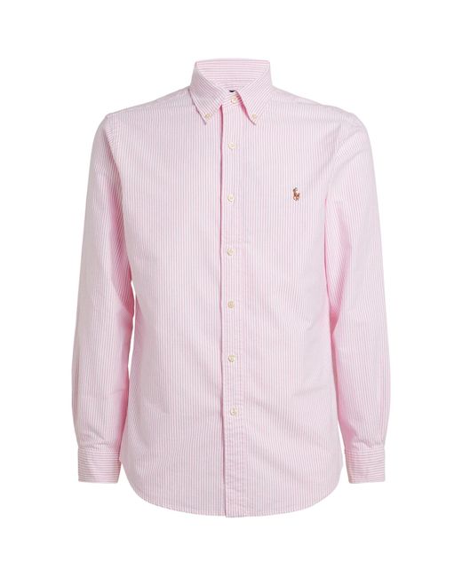 Polo Ralph Lauren Pink Cotton Striped Oxford Shirt for men