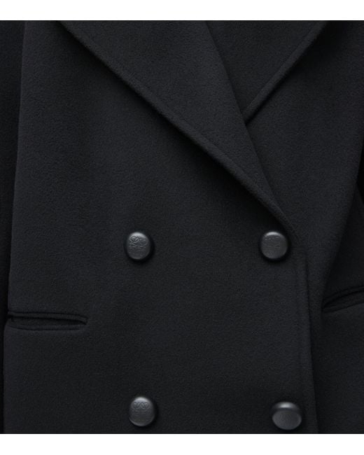 Loewe Black Wool Double-Breasted Short Coat