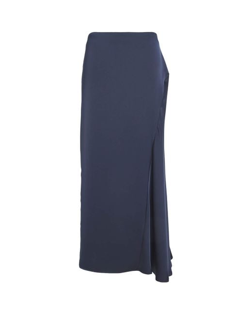 Weekend by Maxmara Blue Satin Midi Skirt