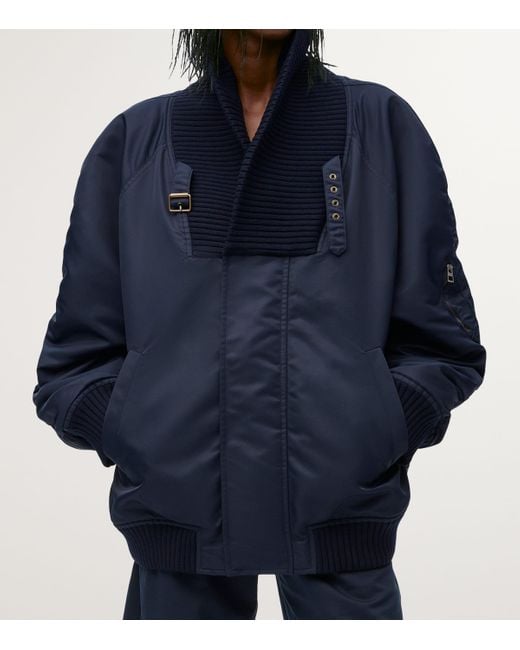 Loewe Blue Ribbed-Collar Bomber Jacket