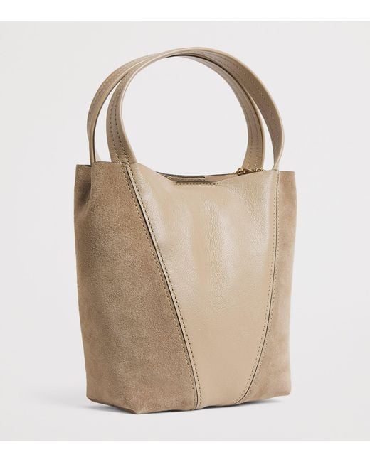 Chloé Natural Small Leather-Suede Spin Tote Bag
