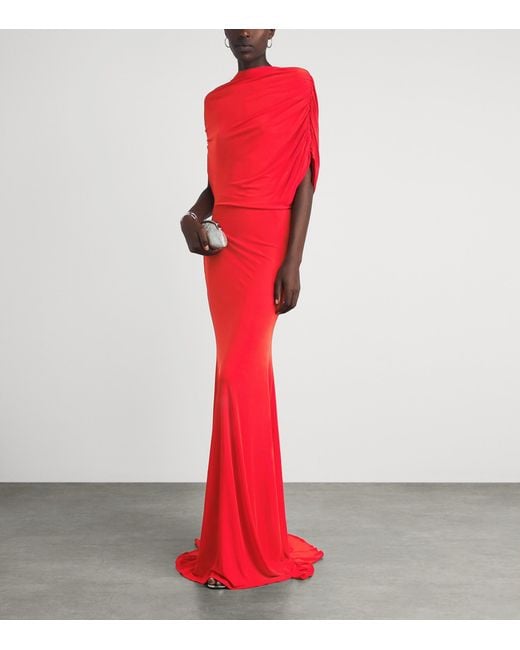 Alex Perry Red Jersey Draped Gown