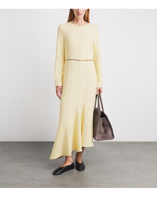 Fabiana Filippi Yellow Asymmetric Cady Midi Dress