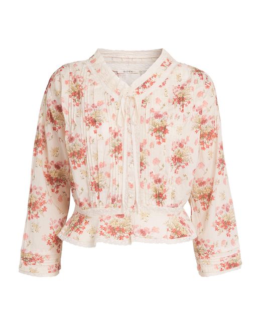Doen Pink Organic Cotton Floral Print Hillock Blouse