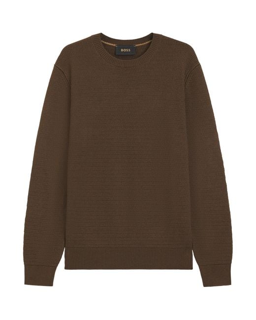 Boss Brown Virgin Wool-Silk Sweater for men