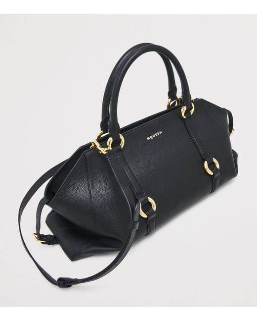 Alexander McQueen Black Leather Farringdon Top-Handle Bag