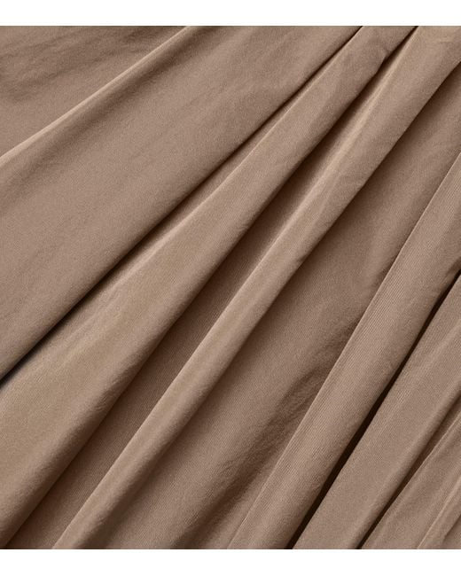 Max Mara Brown Taffeta Water-Repellent Pleated Maxi Skirt