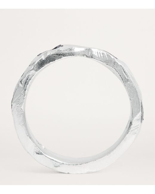 The Ouze Gray Sterling And Sapphire Ring for men