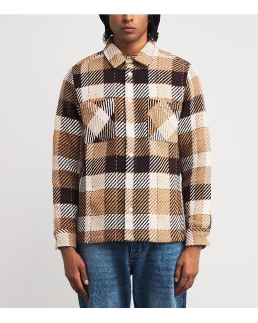 Wax London Brown Cotton-Blend Pike Check Whiting Overshirt for men