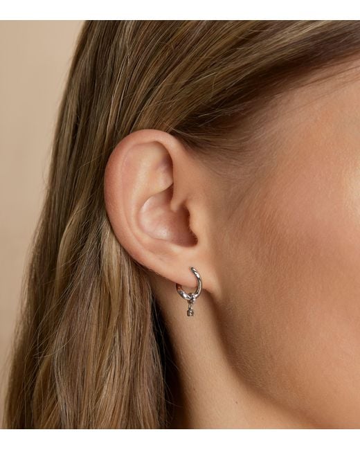 Astrid & Miyu White Diamond And Quartz Molten Hoop Earrings