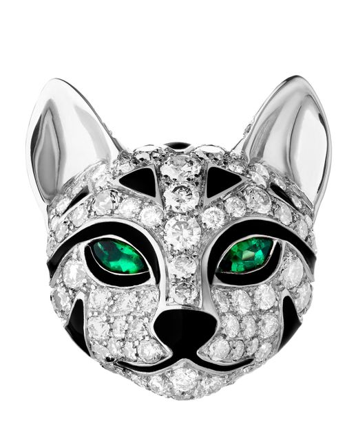 Boucheron Metallic Diamond And Emerald Fuzzy, The Leopard Cat Earrings