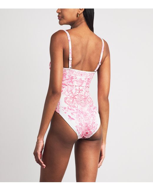 Camilla Pink Crytsal-Embellished Printed Underwired Swimsuit