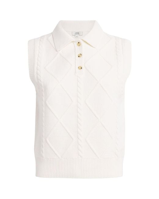 Vince White Cable-Knit Sweater Vest