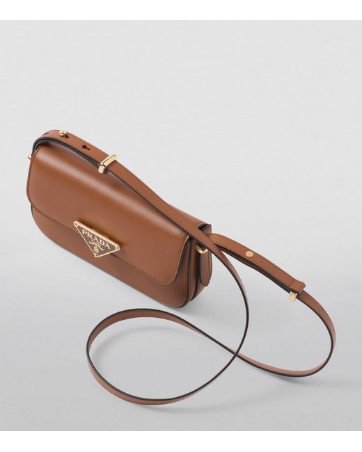 Prada Brown Leather Emblème Shoulder Bag