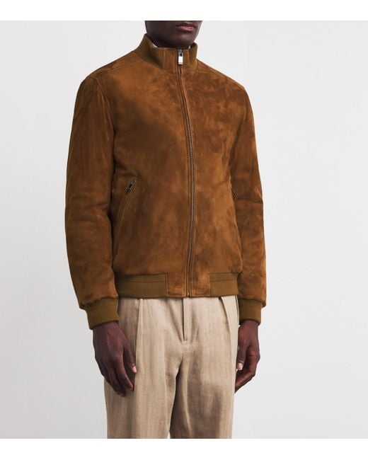 Pal Zileri Brown Suede Bomber Jacket for men