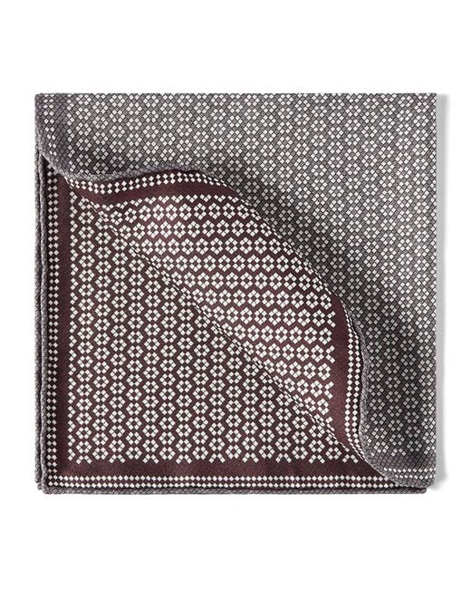 Brunello Cucinelli Black Silk Patterned Pocket Square for men