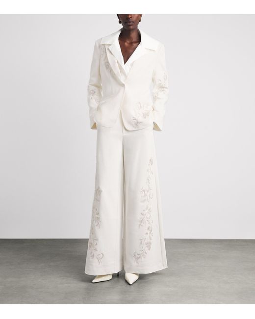 Cinq À Sept White Rococo Embroidered Karlie Blazer