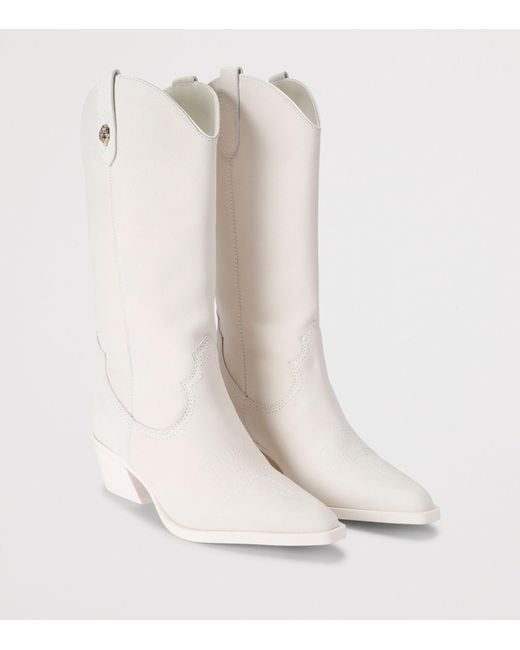 Kurt Geiger White Leather Kurt's Cabana Kiss Cowboy Boots